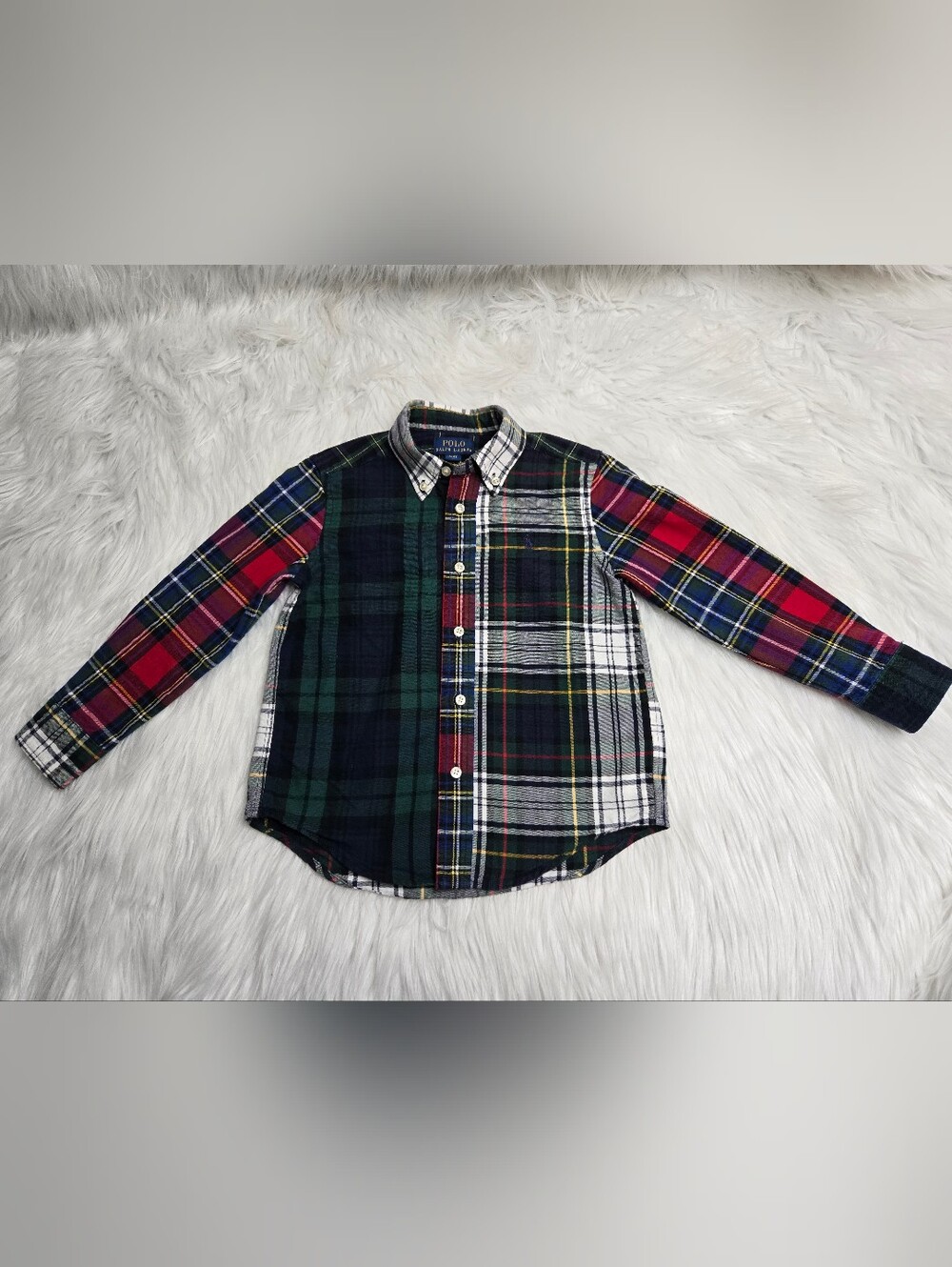 Polo Ralph Lauren Multi-Color Patchwork Plaid Button-Down Shirt for Kids